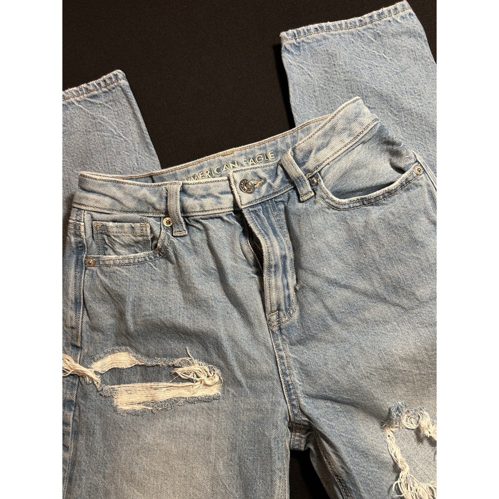 American Eagle AE Women's Straight Slim Distressed Grunge Y2K Denim Jeans 0/25